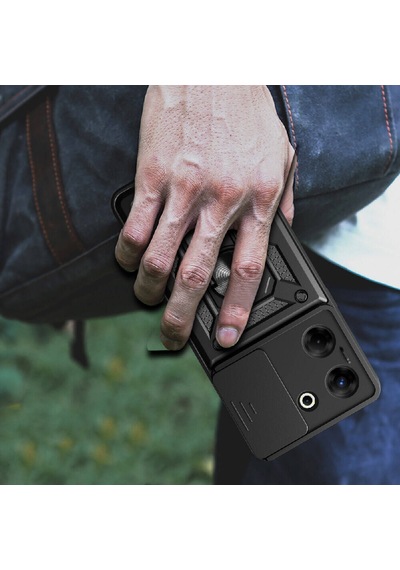 Nourthkiingdom Tecno Camon 20 Pro 4g Kılıf Magnetik Standlı Kamera Korumalı Nrtk Sürgülü Vega Kapak - Mavi Mavi