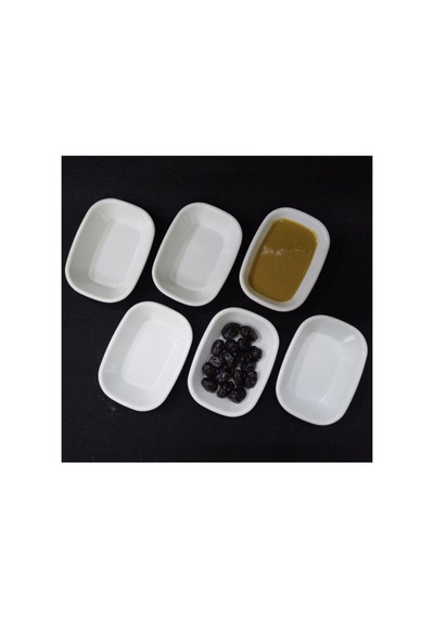 6 Adet Sosluk Kahvaltı Tabağı Beyaz Melamin 13x9cm Çerezlik Lokanta Tabldot Serpme Kahvaltılık Beyaz