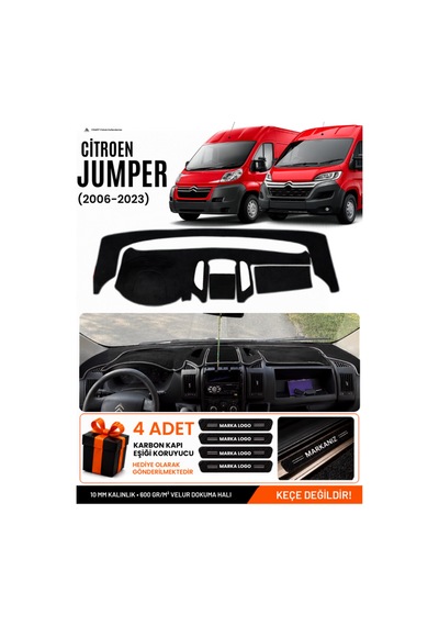 Citroen Jumper 2006-2024 Uyumlu Torpido Koruma, Torpido Örtüsü, Torpido Kılıfı - Siyah Gri