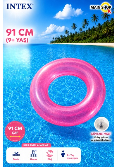 Mainshop Intex Fosforlu Büyük Boy Deniz Simidi 91 Cm 9+ Yaş Yetişkin - Çocuk Havuz Simidi M- 59262