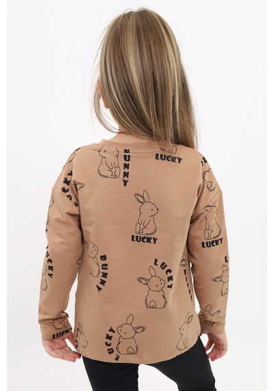Toontoy Kız Çocuk Baskılı Sweatshirt Kahverengi Toontoy Kız Çocuk Baskılı Sweatshirt Kahverengi