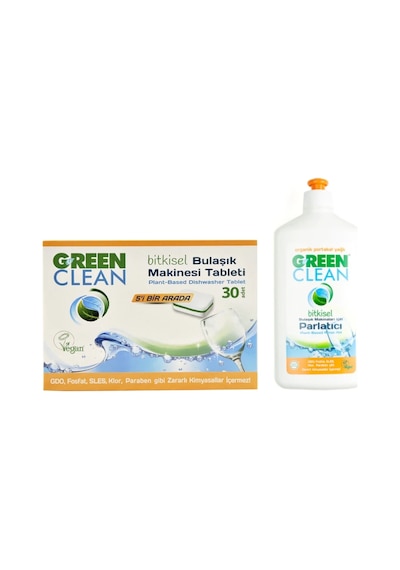 U Green Clean Bitkisel Bulaşık Makinesi Deterjanı 30 Tablet + Parlatıcı