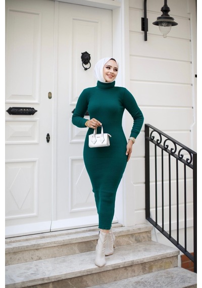 Hira Life Fashion Kadın Elbise Tesettür Giyim Balıkçı Yaka Ve Dar Kesim Triko Kalem Elbise Zümrüt Yeşili Zümrüt Yeşili Hira Life Fashion Kadın Elbise Tesettür Giyim Balıkçı Yaka Ve Dar Kesim Triko Kalem Elbise Zümrüt Yeşili Zümrüt Yeşili
