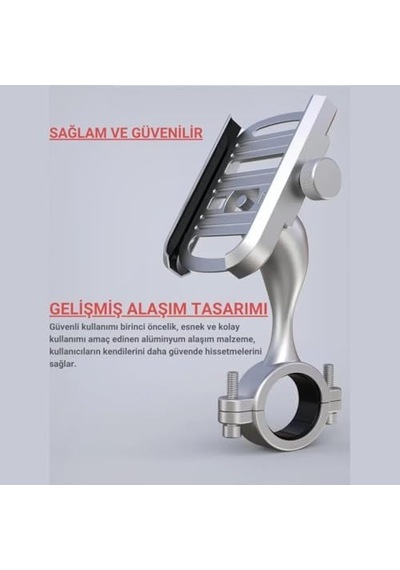 Alüminyum Gidon Sıkıştırmalı Motosiklet Telefon Tutucu Scooter Bisiklet Telefon Tutucu Sarsılmaz