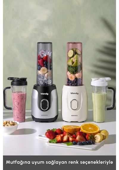 Karaca Blendy Personal Kişisel Kulplu Smoothie Blender Çift Hazneli Silver