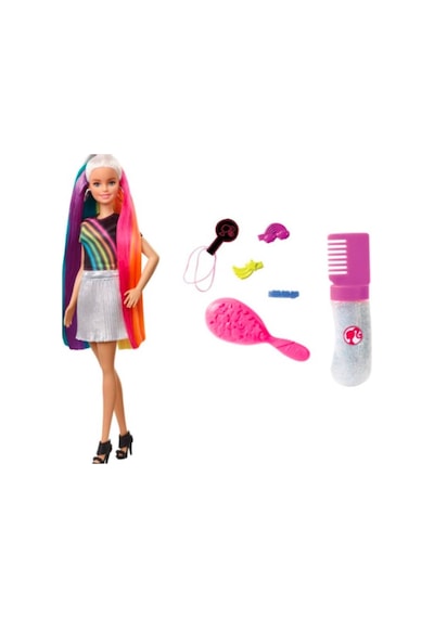 Barbie-Barbie Gökkuşağı Renkli Saçlar Bebeği