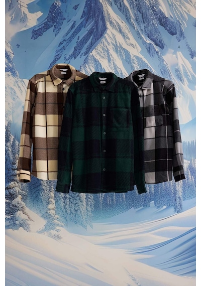 DeFacto Regular Fit Kareli Polar Uzun Kollu Gömlek V2767AZ24WNAR221 Antrasit DeFacto Regular Fit Kareli Polar Uzun Kollu Gömlek V2767AZ24WNAR221 Antrasit