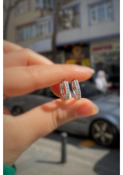 Gümüş Baget Taşlı İç Çapı 9 Mm Halka Küpe Dy78e51 Diğer
