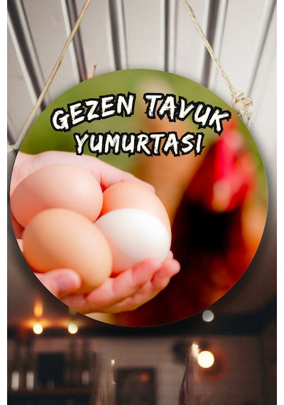 Gezen Tavuk Yumurtası Dükkanı Duvar, Kapı, Çift Taraflı Askılı Karşılama Tabela, Günlük Yumurta Süs, 30 X 50 Cm Diğer
