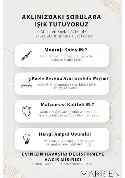 Marrien Nova Ahşap 3 Boncuklu Sarkıt Avize, Bohem Tavan Lambası Ve Salon Oturma Odası Aydınlatması - Krem - 35 Cm Diğer