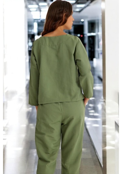 Sacrosa Yazlık Kemerli Alt Üst Keten Takım Renkli