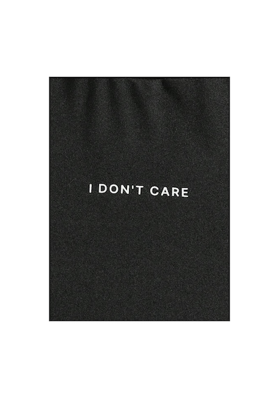 Medinenur I Dont Care Yazı Baskılı Basic T-shirt Siyah