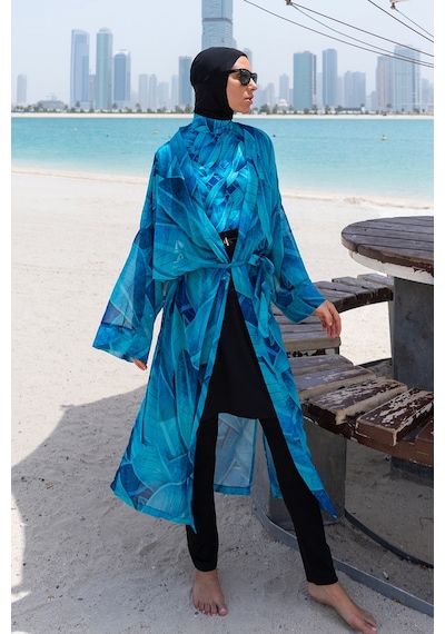 Remsa Mayo Remsa Tesettür Mayo Üzerine Tek Kaftan Kimono Pareo Rp014 Berrin Siyah