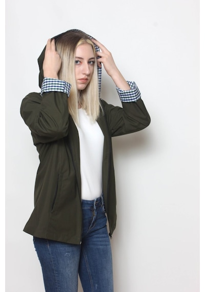 CottonCool Kadın Kapüşonlu Yağmurluk & Rüzgarlık Haki