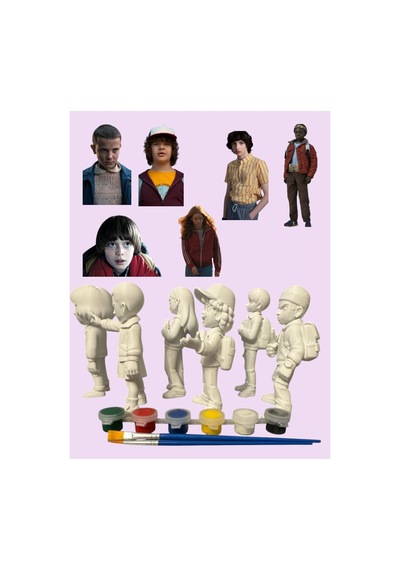 3d Stranger Things Eleven - Mike - Dustin - Lucas - Will - Max Karakterleri 6 Lı Figür Boyama Seti - Kendin Boya Hobi Ve Etkinlik Seti - Akrilik Boya + 12 Fırça