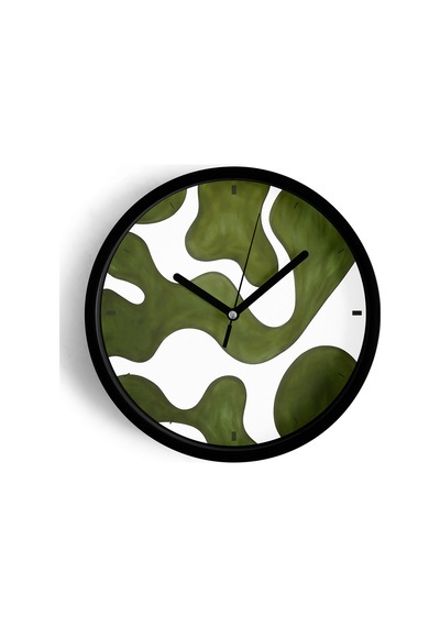 Soyut - Bohem Modern Duvar Saati - 25cm - Önü Camlı Siyah Kasa - Sessiz Mekanizma-jh0715 Siyah