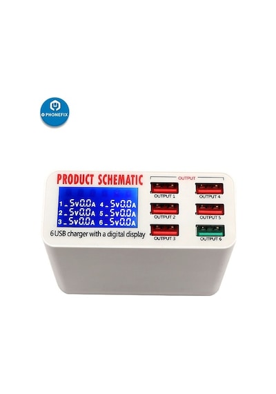 Quick Charge 3.0 40W 6 Usb Charger Display Charge Socket Fast Cha (469840886)