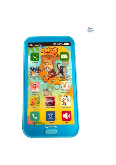 Oyuncak Kukuli Telefon Dokunmatik 12 Fonksiyonlu Türkçe Sesli Işıklı Müzikli Lisanslı Mavi Renk