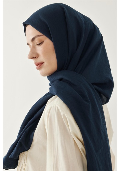 Mirsoy Scarf Düz Pamuk Şal - Lacivert Lacivert