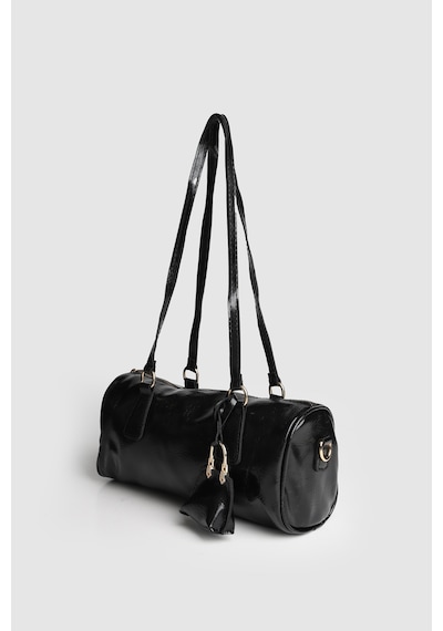 La'Graccio Paris Lagraccio Paris Kadın Carrie Vintage Charmlı Baget Çanta Kırışık Siyah Rugan