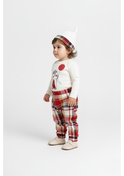 Mnk Baby & Kids Kravatlı Penguen Badi , Pantolon , Şapka Penye Takım Mnk0587 Kırmızı