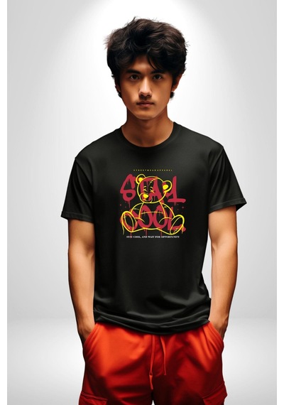 Game Oyun Alanı Unisex Unisex Siyah Organik Baskılı T-shirt Penye Yüksek Kalite Siyah