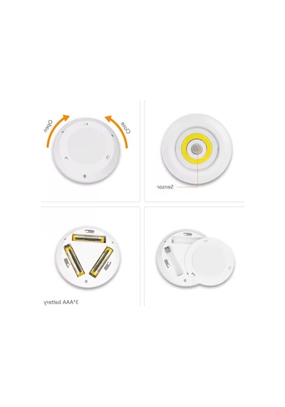 Wellhise L01 Pilli Sensörlü Spot Lamba Dolap Altı Dolap İçi Spot Enerji Sınıfı A 10 Parça Siyah