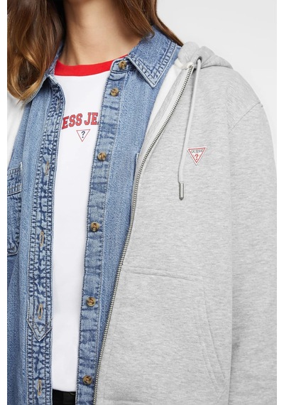 Guess Kadın Gj Mini Yama Fermuarlı Sweatshirt - Gri Gri