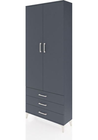 Arges Dolap 4 Raflı 3 Çekmeceli 2 Kapaklı 88x30x221 Antrasit-... Antrasit