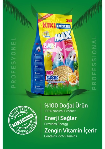 KIKI Excellent Kuş Max Menu Baby Budgies Yavru Muhabbet Kuşu Yemi 500 Gr. KB303