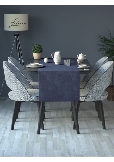Kadife Efektli Lacivert Rengi Aura Serisi Runner 40 X 140 Lacivert