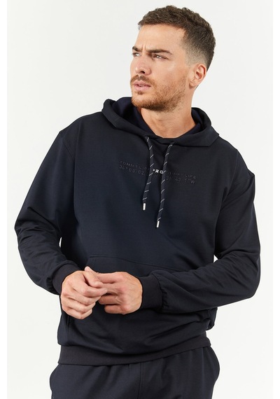 Tommy Life Lacivert Kapüşonlu Kanguru Cep Lastik Paça Erkek Oversize Eşofman Takımı - 85117 Lacivert