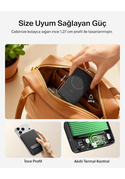 Belkin Boostcharge 10000 Mah İnce Manyetik Stantlı Power Bank, Siyah