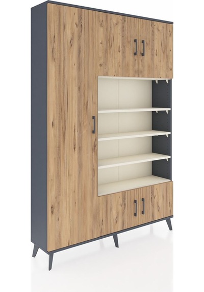 Arges Dolap 10 Raflı 5 Kapaklı 132x30x195 Antrasit-çam/aytaşı Antrasit