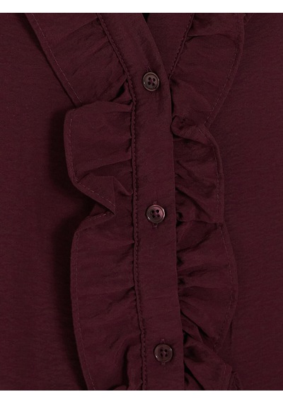 Lcw Comfort Bordo Kaçık Yaka Fırfırlı Kadın Gömlek