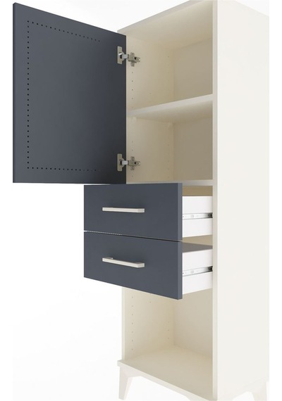 Arges Dolap 2 Raflı 2 Çekmeceli Tek Kapaklı 44x30x134 Aytaşı-antrasit Aytası