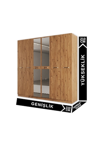 Aeka Ae-2191 Hisar Aynalı 6 Kapaklı Çok Bölmeli Askılı Ve Raflı Geniş Hacimli Gardırop 210x210 Cm Atlantik Çam - Atlantik Çam Aeka Ae-2191 Hisar Aynalı 6 Kapaklı Çok Bölmeli Askılı Ve Raflı Geniş Hacimli Gardırop 210x210 Cm Atlantik Çam - Atlantik Çam