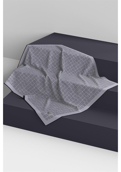 Vissona 100% Twill İpek Etnik Motif Desenli Gri - Siyah Renkli 90x90 Dikim Şekli : El Dikişi Eşarp Çok Renkli