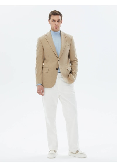 Kip Bej Düz Modern Fit Yün Karışımlı Ceket Çok Renkli Kip Bej Düz Modern Fit Yün Karışımlı Ceket Çok Renkli