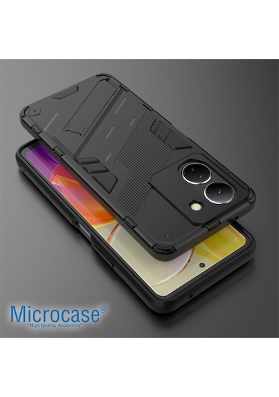 Vivo Y36 Matrix Serisi Armor Standlı Kılıf - Siyah Al3416