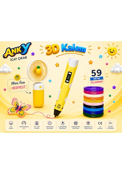 Anky 3d Kalem 50+9 M Flament + Fan Hediyeli