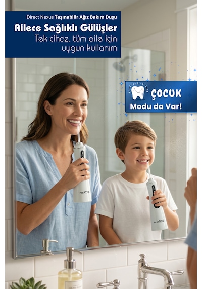Şarjlı Taşınabilir Ağız Duşu 5 Başlıklı 5 Modlu Ipx7 350 Ml Beyaz