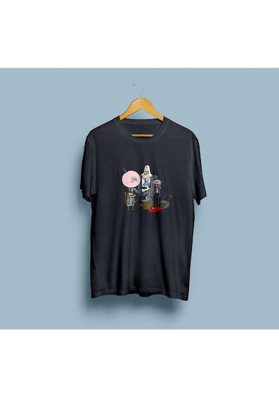 Oversize Regular Show Karakterler Baskılı Unisex T-shirt Siyah