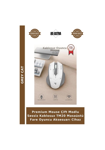 Premium Mouse Çift Modlu Sessiz Kablosuz Tm20 Masaüstü Fare Oyuncu Aksesuarı Cihaz
