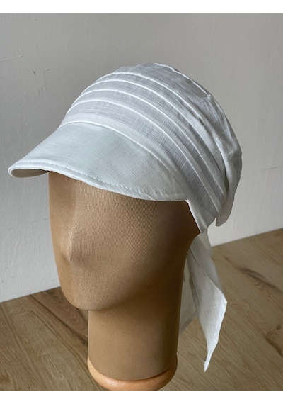 Safari Kadın Şapkası , Bağlamalı Eşarplı Şapka Plaj Şapkası Siperli Bandana Şapka Beyaz