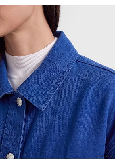 Lcw Vision Mavi Oversize Kadın Jean Gömlek