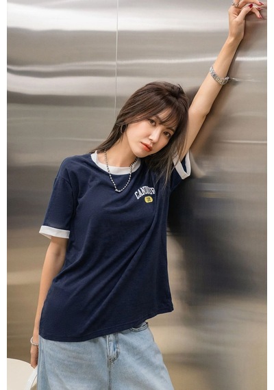 Uyguntarz Unisex Candour 08 Baskılı Tasarım Tshirt Lacivert
