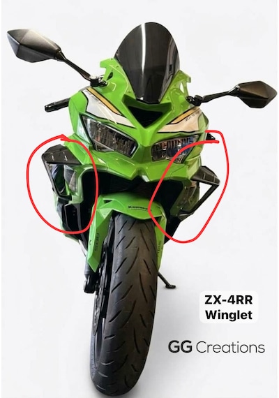 Gg Creations- Kawasaki Ninja Zx-4rr / Zx-25r Aerodinamik Yan Kanat Winglet Boyasız Mat Siyah