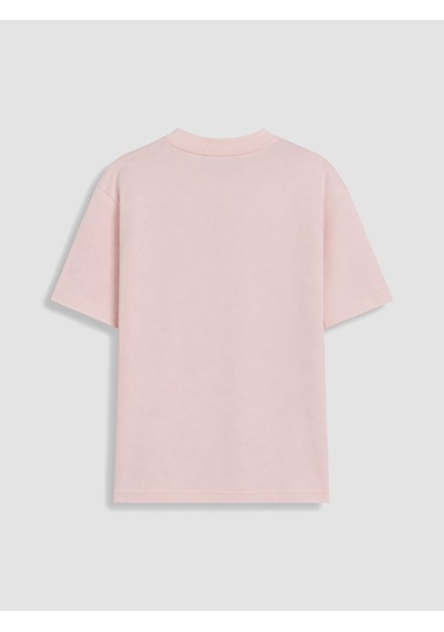 Lcw Modest Pembe Bisiklet Yaka Çiçek Aplikeli Kadın Tişört