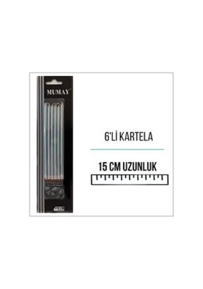 Metalik Gümüş Renk Uzun Mum 15 Cm 6'lı Gümüş